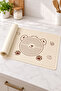 Cream Color Silicone Dough Rolling Mat 50 × 70 cm – Large Dough Preparation Mat with Printed Bear Pattern – 1 Piece - 5