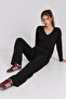 Comfortable Stretchy V-Neck Modal Suit Lrn0076 Black - 3