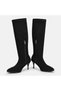 Large size women's stretch boot 42-43-44-black genuine suede leather - 3