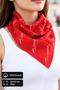 Ataturk Signature Patterned Red 100% Cotton 52X52 cm Scarf Bandana (School, Event, Ceremony, Show)