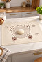 Cream Color Silicone Dough Rolling Mat 50 × 70 cm – Large Dough Preparation Mat with Printed Bear Pattern – 1 Piece - 8