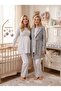 New Season Gray Jacquard Shawl Collar 100% Cotton Winter Long Sleeve Special Design Maternity Pajama Set - 5