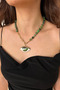 Handmade Jade Natural Stone Handcrafted Ceramic Evil Eye Pendant Natural Stone Women's Necklace - 3