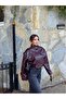Pb Women's Bordo Faux Leather Jacket with High Collar Apolet - 3