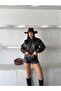 Oversize Bomber Zippered Double-Pocket Ribbed Light Brown Leather Jacket - 3