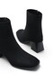 Women's Black Suede Blunt Toe Thick Heeled Side Zipper Boots with Orthopedic Insole Milora - 7
