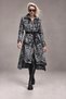 Silver Washed Design Black Denim Trench Coat with Backpack - 2