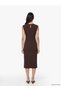 Alita City Farkıyla Lcw Everyday Brown Raschel Plain Narrow & Slim Oval Neck Midi Dress - 4
