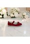 9010 Red Patent Leather Velcro Ribbon Girls' Ballerinas - 6