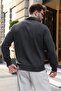 Anthracite Stand Collar Half Zipper Men's Sweatshirt E7211 - 5