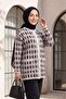Double Pocket Patterned Buttoned Soft Knitwear Cardigan - Stone Color