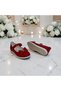 9010 Red Patent Leather Velcro Ribbon Girls' Ballerinas - 5