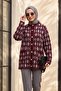 Double Pocket Patterned Buttoned Soft Knitwear Cardigan - Burgundy