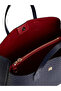Women's Embossed Logo Patterned Navy Blue Shoulder Bag with Removable Shoulder Strap and Zipper Closure - 5