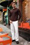 Brown Snap Closure Polo Collar Men's Knit Sweater E7514 - 2