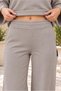 Women's Boat Neck Long Sleeve Bat Sleeve Stretchy Lycra Sweatshirt and Elastic Waist Pocketed Wide Leg Lycra Stretchy Pants Beige Two-Piece Set - 2