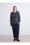 Crew Neck Patterned Blouse - 7