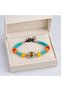 Turquoise Orange Beaded Silver Gold Detailed Ethnic Design Stylish Women's Bracelet - 3
