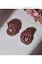 Fuchsia Stone Sea Shell Fan-Shaped Stud Earrings Bijouterie New Season Antiallergic Women's Earrings Gift - 3