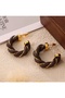 Xuping Black Gold Color Twisted Leather Hoop Earrings - Modern Non-Tarnish Anti-Allergic Fade-Resistant Stylish Gift New Season Trend Women's Earrings - 4