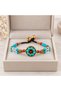 Turquoise Red Beaded Double Row Bracelet with Gold Detail and Floral Motif, Stylish Accessory - 3