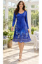 Women's Long Sleeve Wide U Neck Floral Patterned Midi Single Jersey Dress - 4