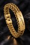 Men's Steel Bracelet Gold Color Double Row Braided Kemal Atatürk Signature Model Thick Bracelet