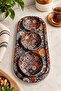 Authentic Patterned 4-Piece Presentation Set - 3-Piece Snack Bowl, Sauce Bowl, and Oval Presentation Tray - Unbreakable Coffee Side Dish Serving Set - Luxurious Kitchen and Dowry Gift with Traditional Motifs