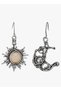Xuping Silver Sun Moon Antique Bilateral Asymmetric Dangle Earrings - Vintage Non-Tarnish Anti-Allergy Fade-Resistant Stylish Gift Women's Earrings - 7