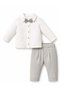 Tongs baby boy bowtie muslin shirt and pants bottom top two-piece set 0-2 years gray