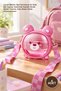 4 Pieces Teddy Bear Water Bottle – Children's Water Bottle, Bpa-Free Water Container, Drawstring Carrying, Colorful Teddy Bear Design with Leak-Proof Lid, Kids Water Bottle