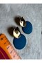 Xuping Gold Blue Circle Disc Dangle Earrings - Modern Non-Tarnish Anti-Allergic Fade-Resistant Stylish Gift New Season Trend Women's Earrings - 8