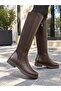 Women's London Brown Diving Fabric Knee-High Boots