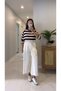 Betsa Ecru Elastic Waist Pleated Detailed Trousers - 6