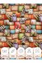 100% Cotton Satin Patchwork Fabric – 300X155 cm – Pearl Flower Pattern, in Orange Green and Pastel Tones - 7