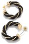 Xuping Black Gold Color Twisted Leather Hoop Earrings - Modern Non-Tarnish Anti-Allergic Fade-Resistant Stylish Gift New Season Trend Women's Earrings - 8