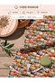 100% Cotton Satin Patchwork Fabric – 300X155 cm – Pearl Flower Pattern, in Orange Green and Pastel Tones