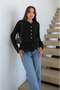 Black Lace Cardigan with Waist Rope Belt - 70027 - 3