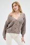 Selanik Knitted Degaje Collar Comfortable Fit Buttoned Style Women's Knitwear Thick Cardigan - 6