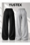 2 Pieces of Ny Printed Women's Winter 2-Thread Rastered Sweatpants Black-Grey – Warm, Soft Inside, High Waist, Oversized, Wide Legs - 3