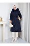 Removable Hooded Allerli Plush Bondit Coat Navy Blue Hnt2804 - 5