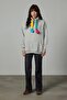 Colorful Lace-Up Detail Hooded Sweatshirt - 4