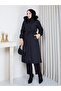 Removable Hooded Allerli Plush Bondit Coat Black Hnt2804 - 5