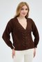 Selanik Knitted Degaje Collar Comfortable Fit Buttoned Style Women's Knitwear Thick Cardigan - 4
