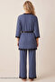 Navy Blue 3-Piece Soft Touch Thin Knitted Dressing Gown Set - 5