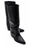 Tokyo Women's Black Fur Lined Pointed Toe Bellows Flat Heel Below the Knee Slouchy Boots - 3