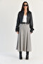 Women's Beige-Black Belted A-Line Pieced Long Skirt 4420 60286523 - 2