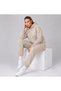 Beige Melange Hooded Kangaroo Pocket Tracksuit Set with Elastic Cuffs Jogger Relaxed Fit Casual Sportswear - 2