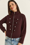 Women's Plum Napoleon Button Detailed Stand Collar Zippered Cardigan 6204 60286524 - 2