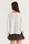 Women's Cream Boat Neck Oversize Sleeves Mercerized Cape Knitwear Blouse Tk261145 60286540 - 8